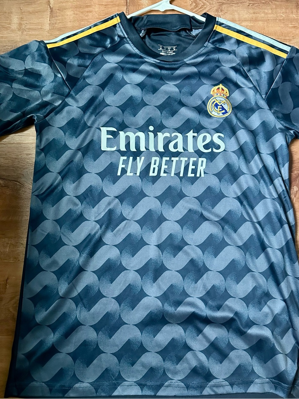 Real Madrid Mens Navy Patterned Soccer Jersey